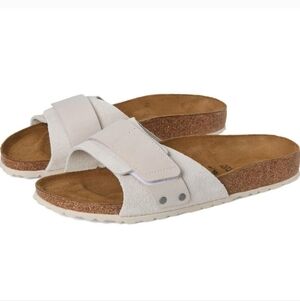 BIRKENSTOCK OITA WHITE SUEDE SLIDE SANDALS SZ 37